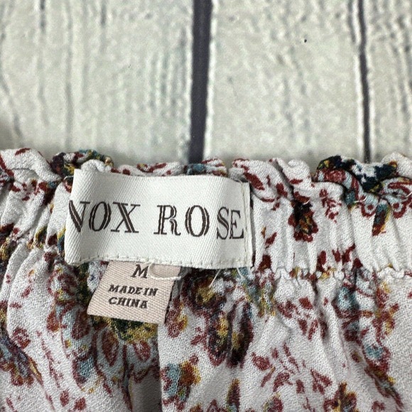Knox Rose Womens Sz Med Bohemian Off The‎ Shoulder Tassel Tie Waist Floral Dress - Picture 9 of 10